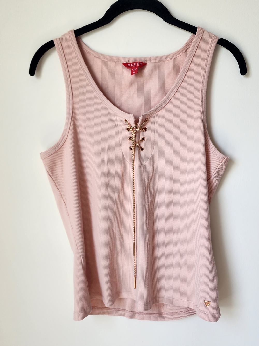 Women’s Lace-Up Tank Top - Blush Pink